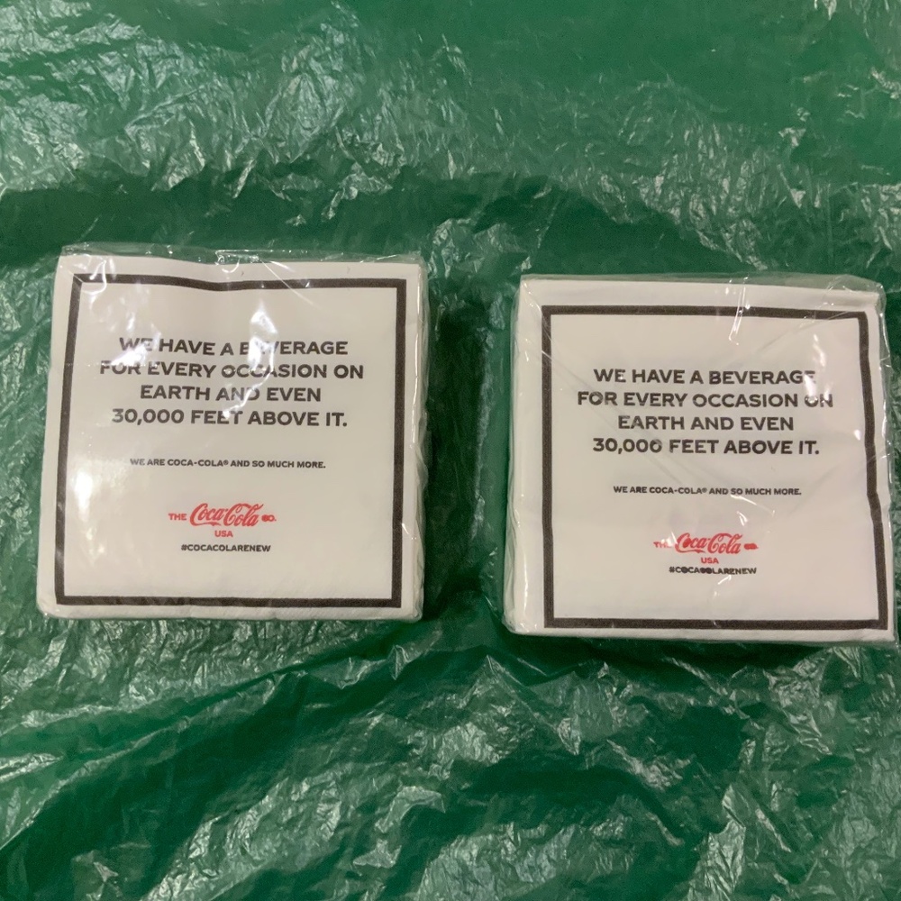 COCA-COLA COKE SODA LOT/2 PACKS 50 EA Cocktail In-flight Airlines NAPKINS